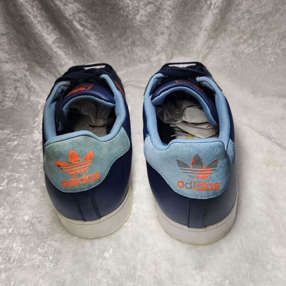 Adidas‎ Mens Superstar Blue & Orange Sneakers/Shoes Size 19 - Picture 4 of 7